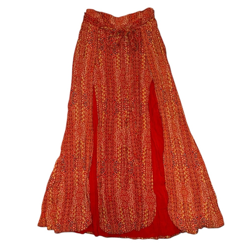 Free People Remember Me Maxi Skirt Faux-Wrap Double Slit High Waist Size 0